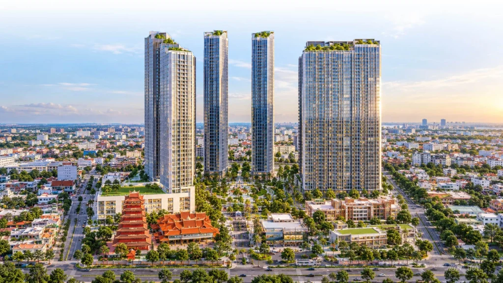 Phối cảnh minh họa phương án quy hoạch khu đất Kỳ Hòa phường Hòa Hưng với cụm tháp chung cư cao tầng